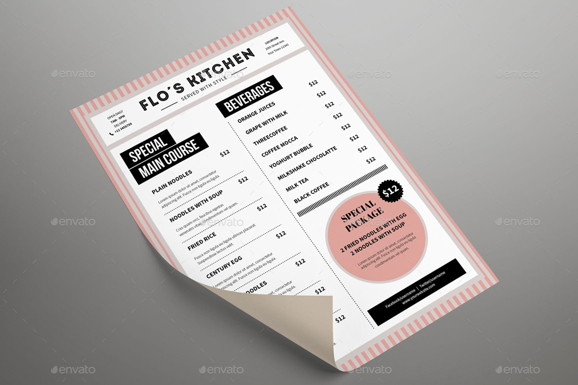Stripes Menu Resto Template by me55enjah GraphicRiver